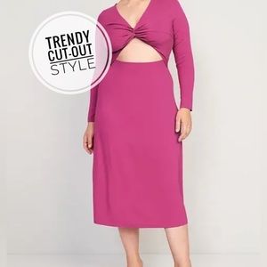🗽NWT/Old Navy/XXL/Fit&Flare Twist-Front Cutout MIDI dress/Long Sleeve 💕